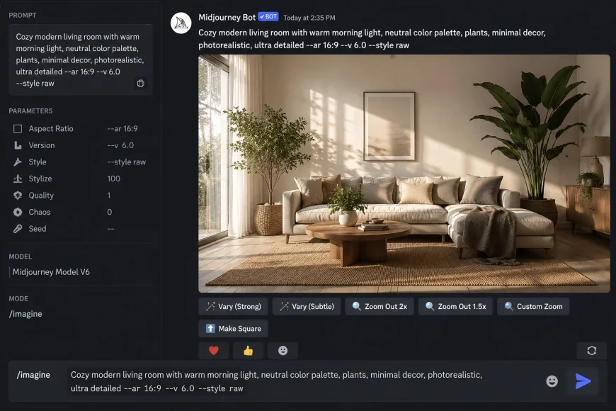 image: A screenshot of a specific prompt being used in Midjourney and the realistic result it produces.