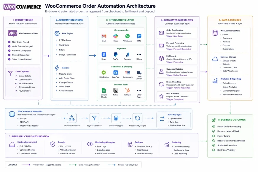 WooCommerce Order Automation Architecture Diagram