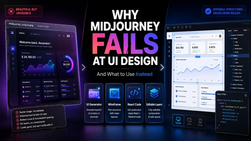 Best AI UI Design Generator: Why Midjourney Fails UI