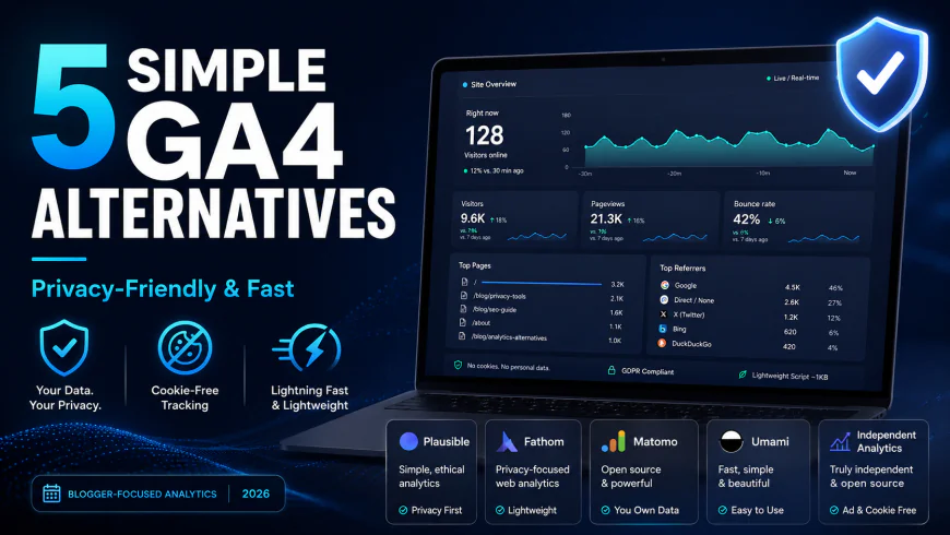 5 Simple GA4 Alternatives for Bloggers (Privacy-Friendly & Fast)
