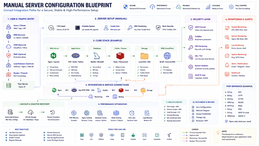 Setup configuration blueprint showing correct integration paths for manual server configurations