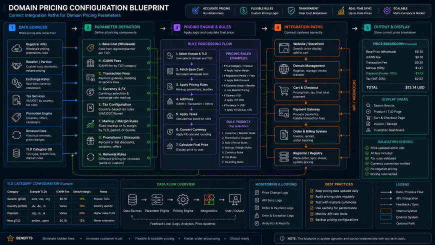 Setup configuration blueprint showing correct integration paths for domain pricing parameters