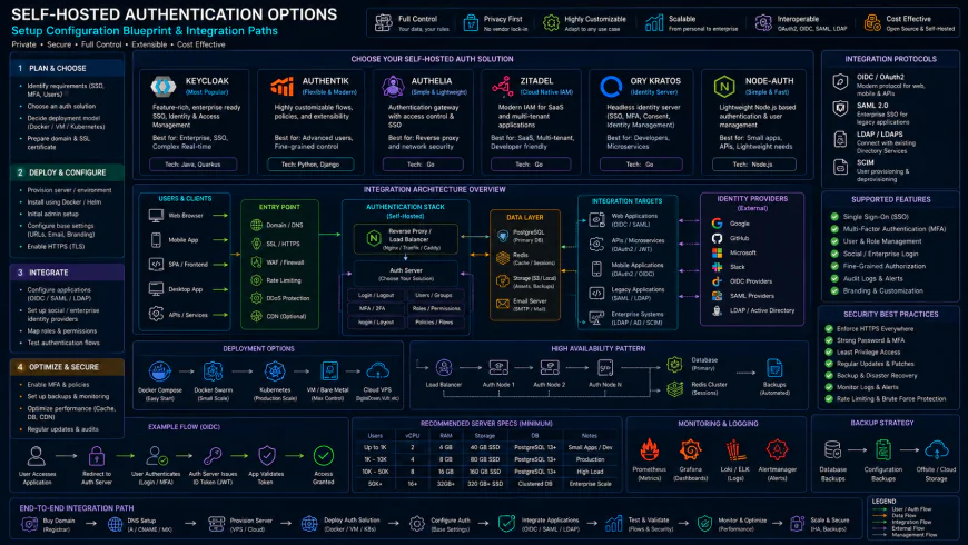 Setup configuration blueprint showing integration paths for self-hosted authentication options
