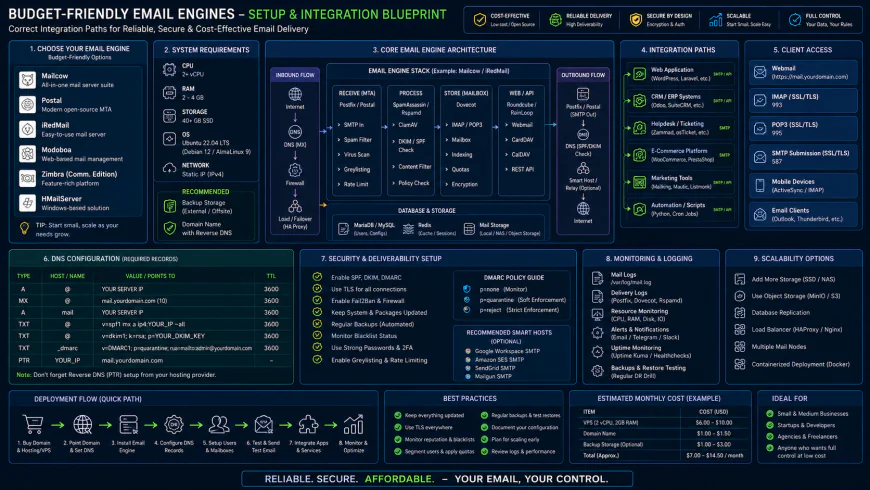 Setup configuration blueprint showing correct integration paths for budget-friendly email engines