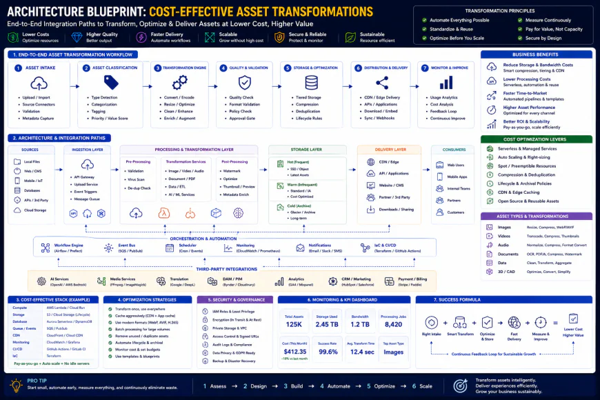 Architecture blueprint demonstrating integration paths for cost-effective asset transformations