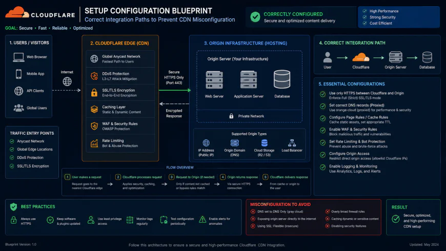 Setup configuration blueprint showing correct integration paths for cloudflare cdn misconfiguration